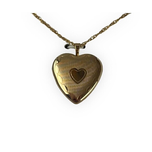 Vintage 14K Gold-Filled Heart Locket Pendant and Necklace 18” Chain NWT In Box - Picture 1 of 6
